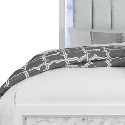 White Faux Leather Upholstered Full Bed Frame With No