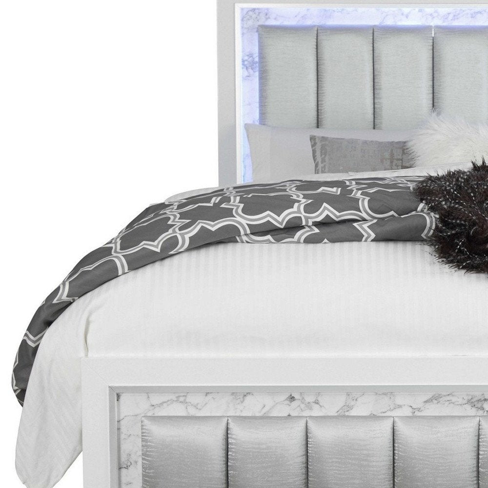 White Faux Leather Upholstered Full Bed Frame With No