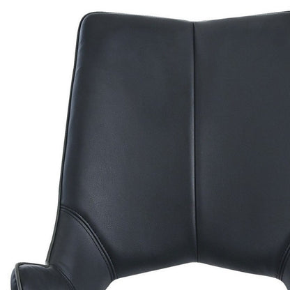 Set of Two Black and Silver Upholstered Faux Leather Dining Side Chairs