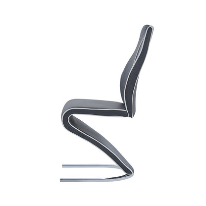 Set of Two Gray White and Silver Upholstered Dining Side Chairs
