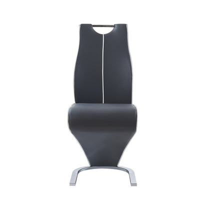 Set of Two Gray White and Silver Upholstered Dining Side Chairs