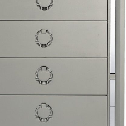 33" Silver Solid Wood Mirrored Five Drawer Dresser