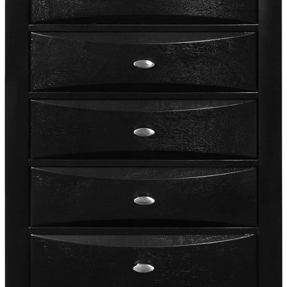 32" Black Solid Wood Five Drawer Dresser