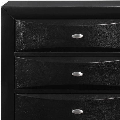 41" Black Solid Wood Five Drawer Dresser