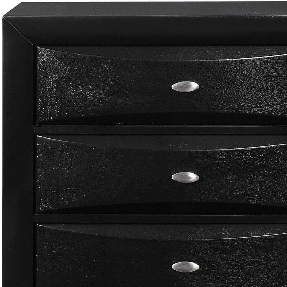 41" Black Solid Wood Five Drawer Dresser