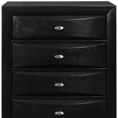 41" Black Solid Wood Five Drawer Dresser