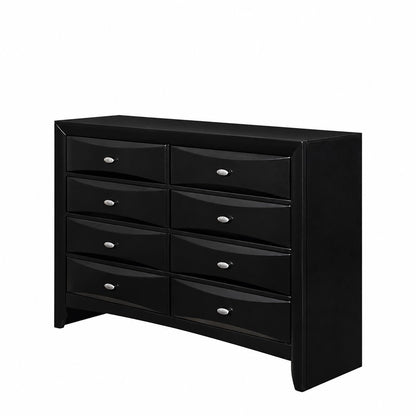 59" Black Solid Wood Eight Drawer Double Dresser