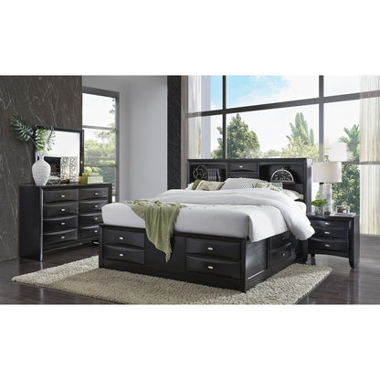 59" Black Solid Wood Eight Drawer Double Dresser