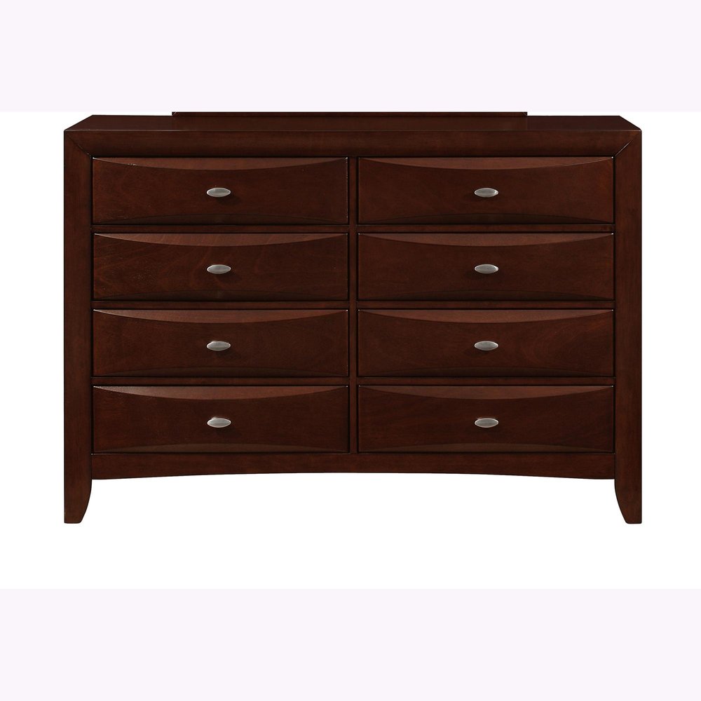 59" Brown Solid Wood Eight Drawer Double Dresser