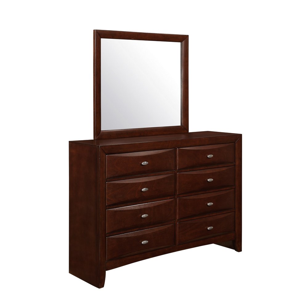 54" Brown Solid Wood Eight Drawer Double Dresser