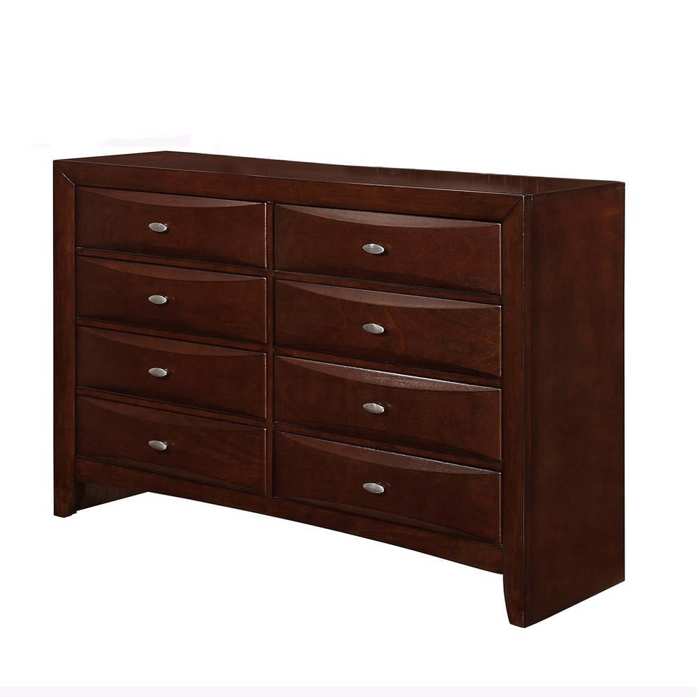 59" Brown Solid Wood Eight Drawer Double Dresser