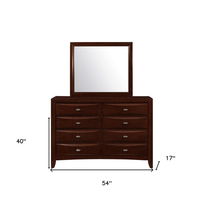 54" Brown Solid Wood Eight Drawer Double Dresser