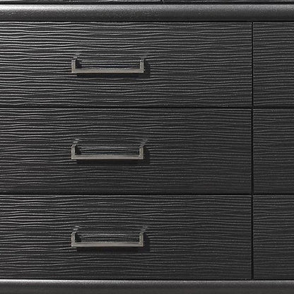 59" Gray Ribbed Texture Solid Wood Nine Drawer Double Dresser