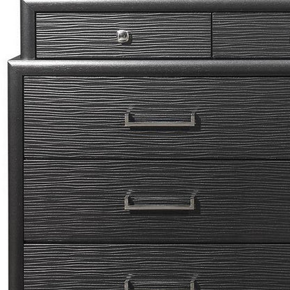 59" Gray Solid Wood Nine Drawer Double Dresser