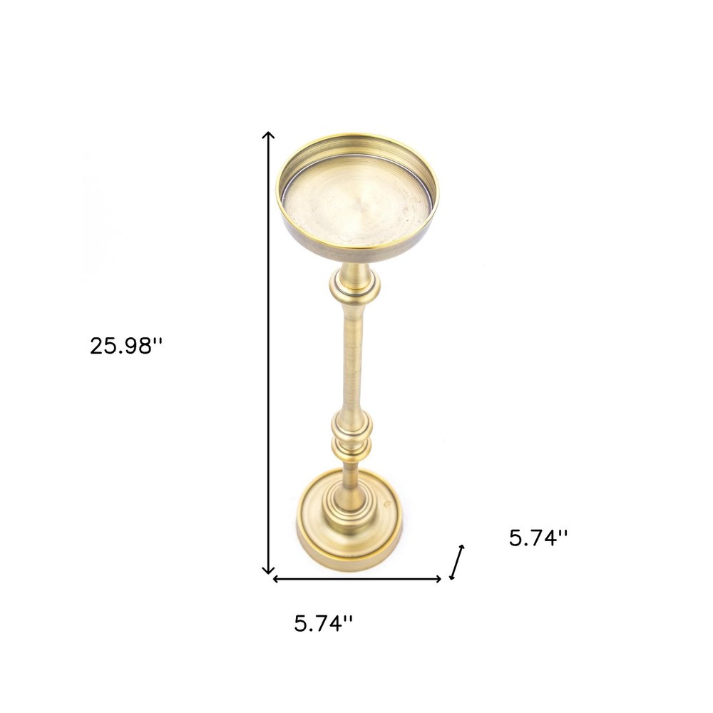 26" Brushed Gold Drink Size Round End Table