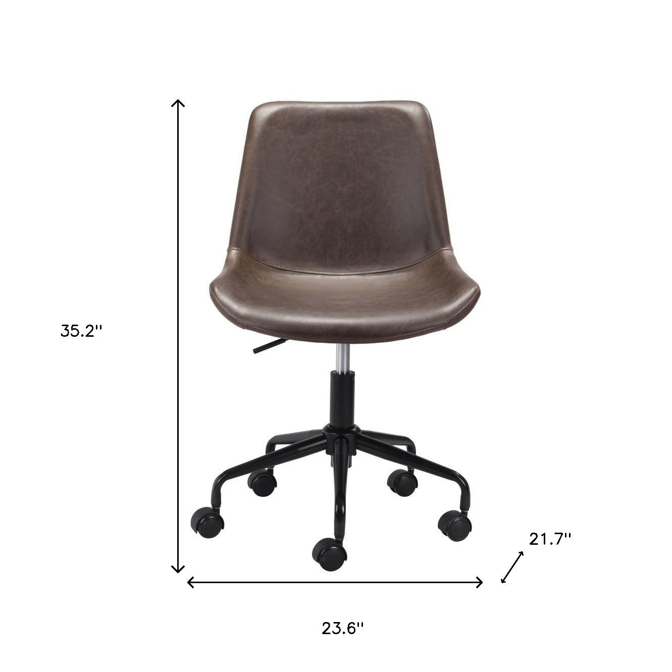 Brown and Black Adjustable Swivel Faux Leather Rolling Office Chair