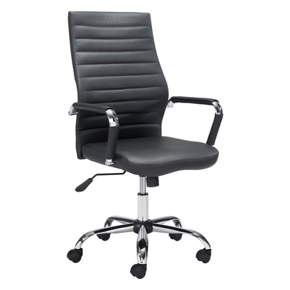 Black and Silver Adjustable Swivel Faux Leather Rolling Conference Office Chair