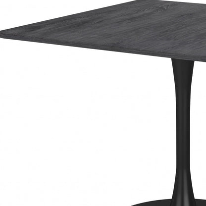 35" Black Square Steel Pedestal Base Dining Table