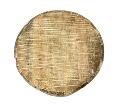 20" Natural Distressed Solid Wood Round Drum End Table