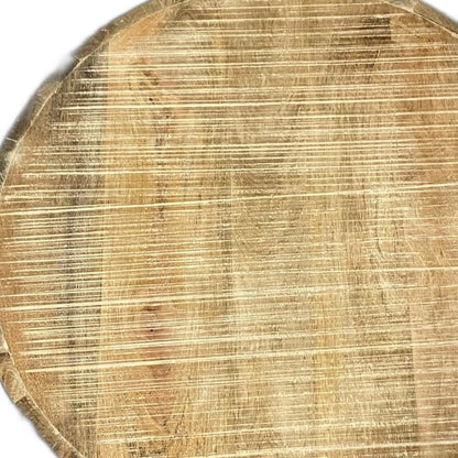 20" Natural Distressed Solid Wood Round Drum End Table