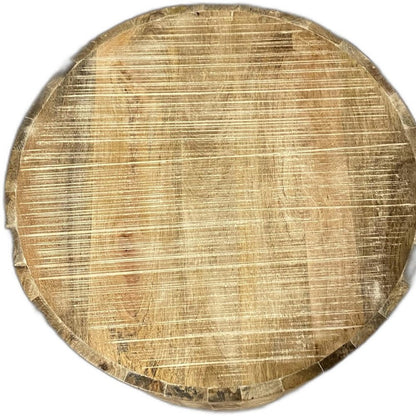 20" Natural Distressed Solid Wood Round Drum End Table