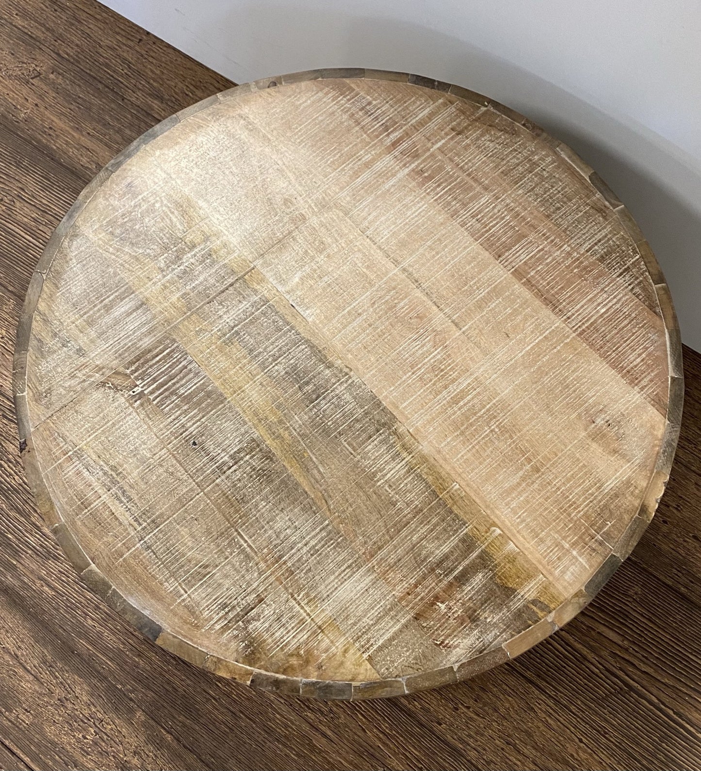 32" Brown Solid Wood Round Coffee Table