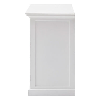 49" White Wood Three Drawer Sideboard with Two Doors