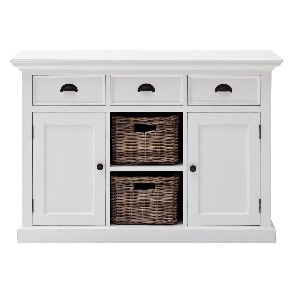 49" White Wood Three Drawer Sideboard with Two Doors