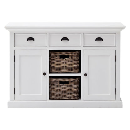 49" White Wood Three Drawer Sideboard with Two Doors
