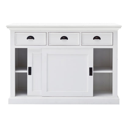 49" White Buffet Server With Sliding Doors