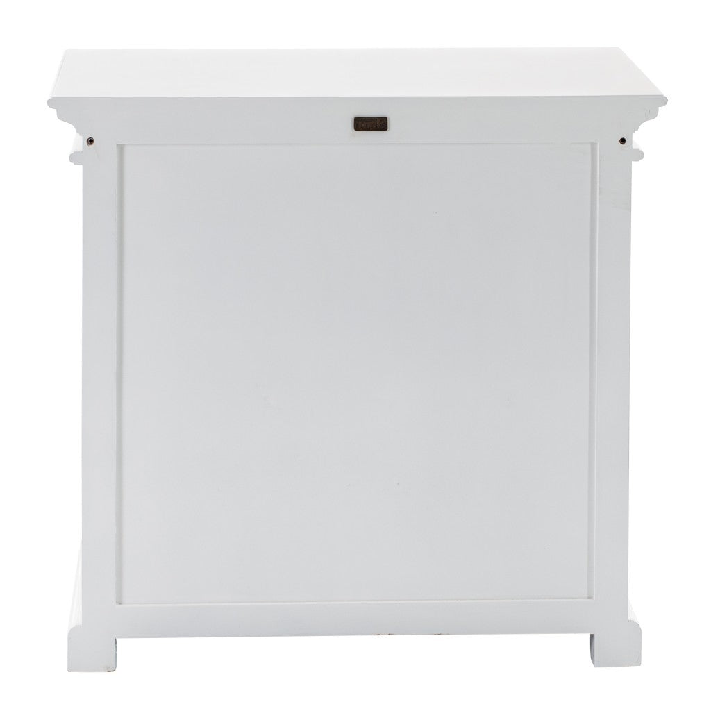 35" White Wood and Glass Two Door Accent Cabinet