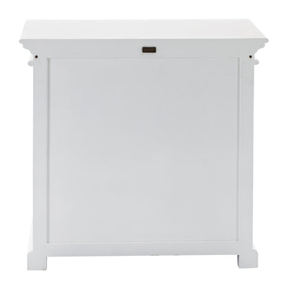 35" White Wood and Glass Two Door Accent Cabinet