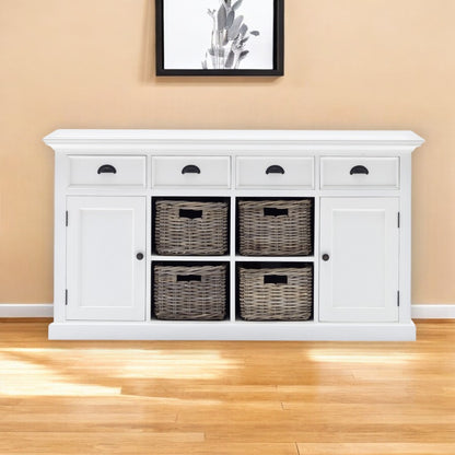 Modern Farmhouse White Buffet With Baskets