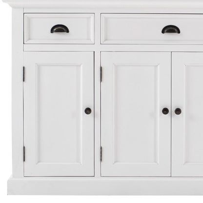 57" White Solid Wood Three Drawer Sideboard