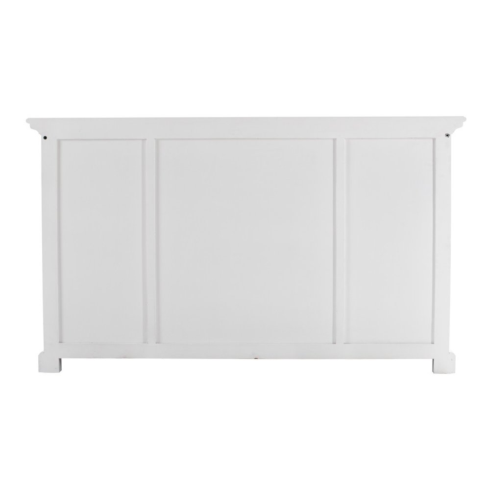 57" White Solid Wood Three Drawer Sideboard