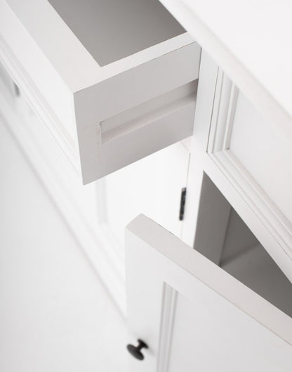 57" White Solid Wood Three Drawer Sideboard