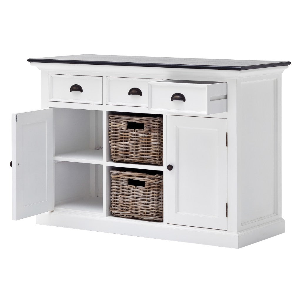 Modern Farmhouse Black And White Large Accent Cabinet