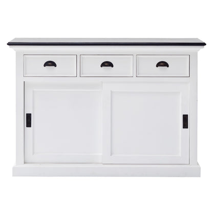 Modern Farmhouse Black And White Buffet Server With Sliding Doors