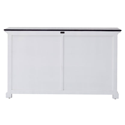 Modern Farmhouse Black And White Buffet Server With Sliding Doors