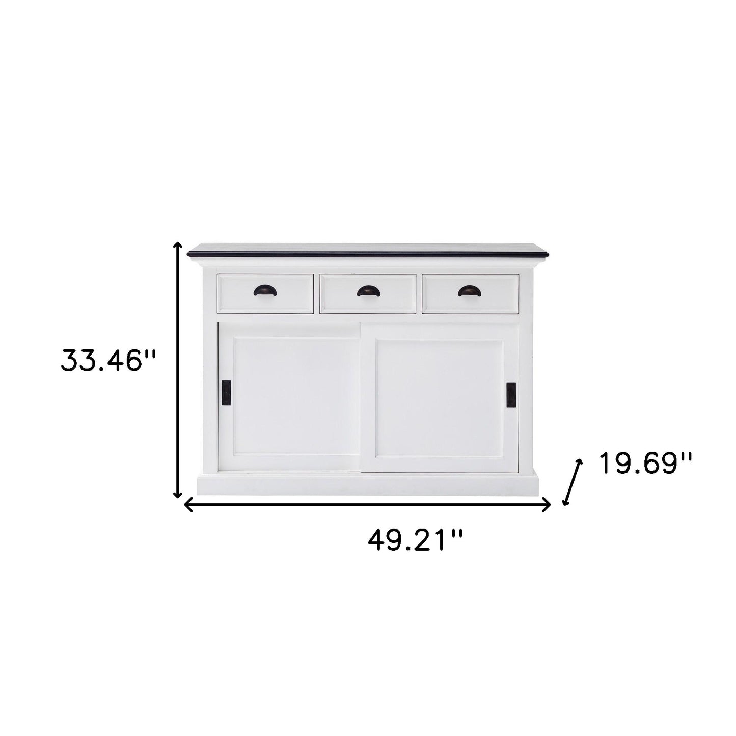 Modern Farmhouse Black And White Buffet Server With Sliding Doors