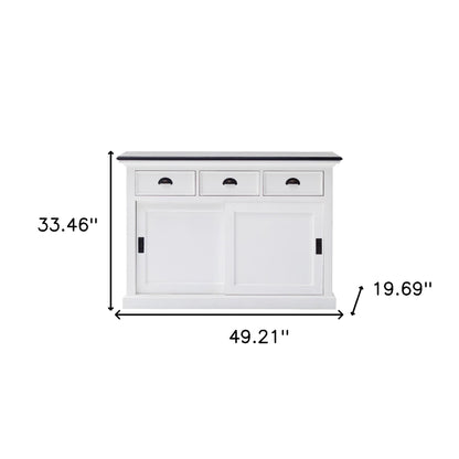 Modern Farmhouse Black And White Buffet Server With Sliding Doors