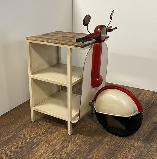 Rustic Red And Vanilla Scooter Cabinet