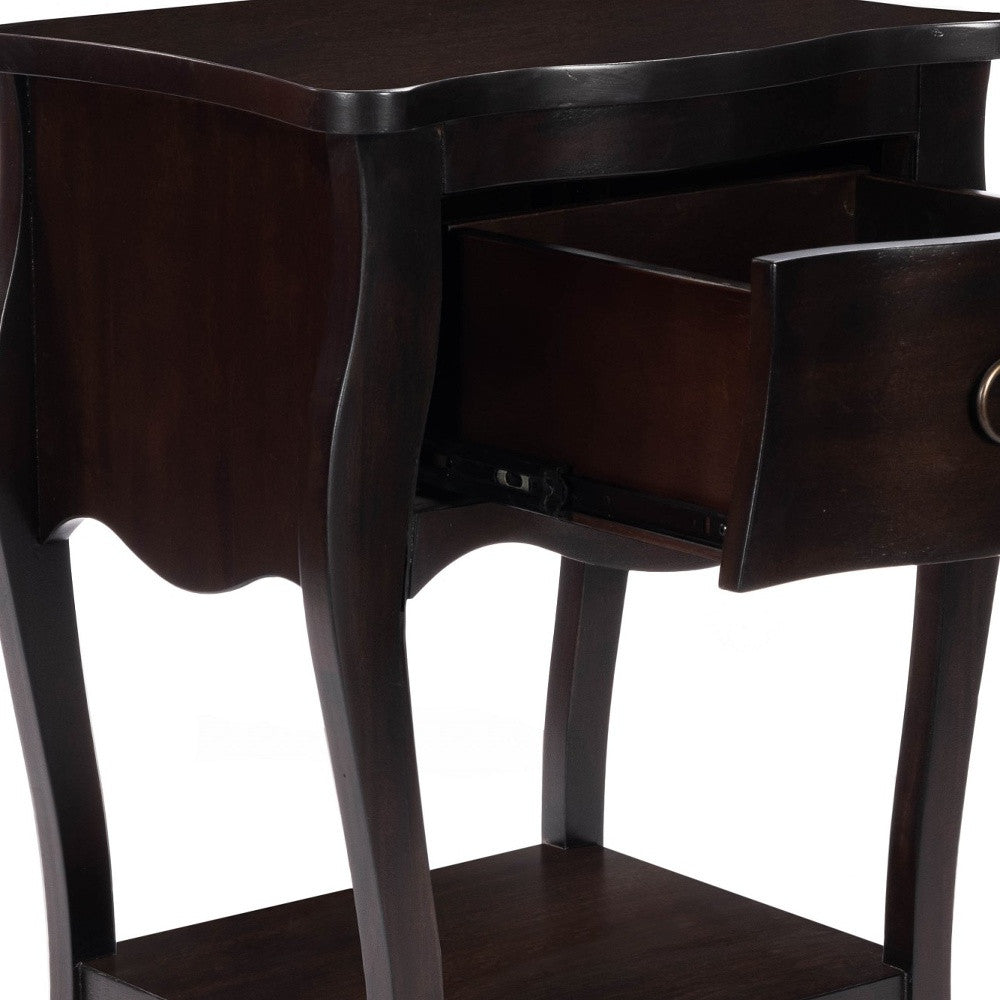 Dark Brown Chocolate Single Drawer Night Stand