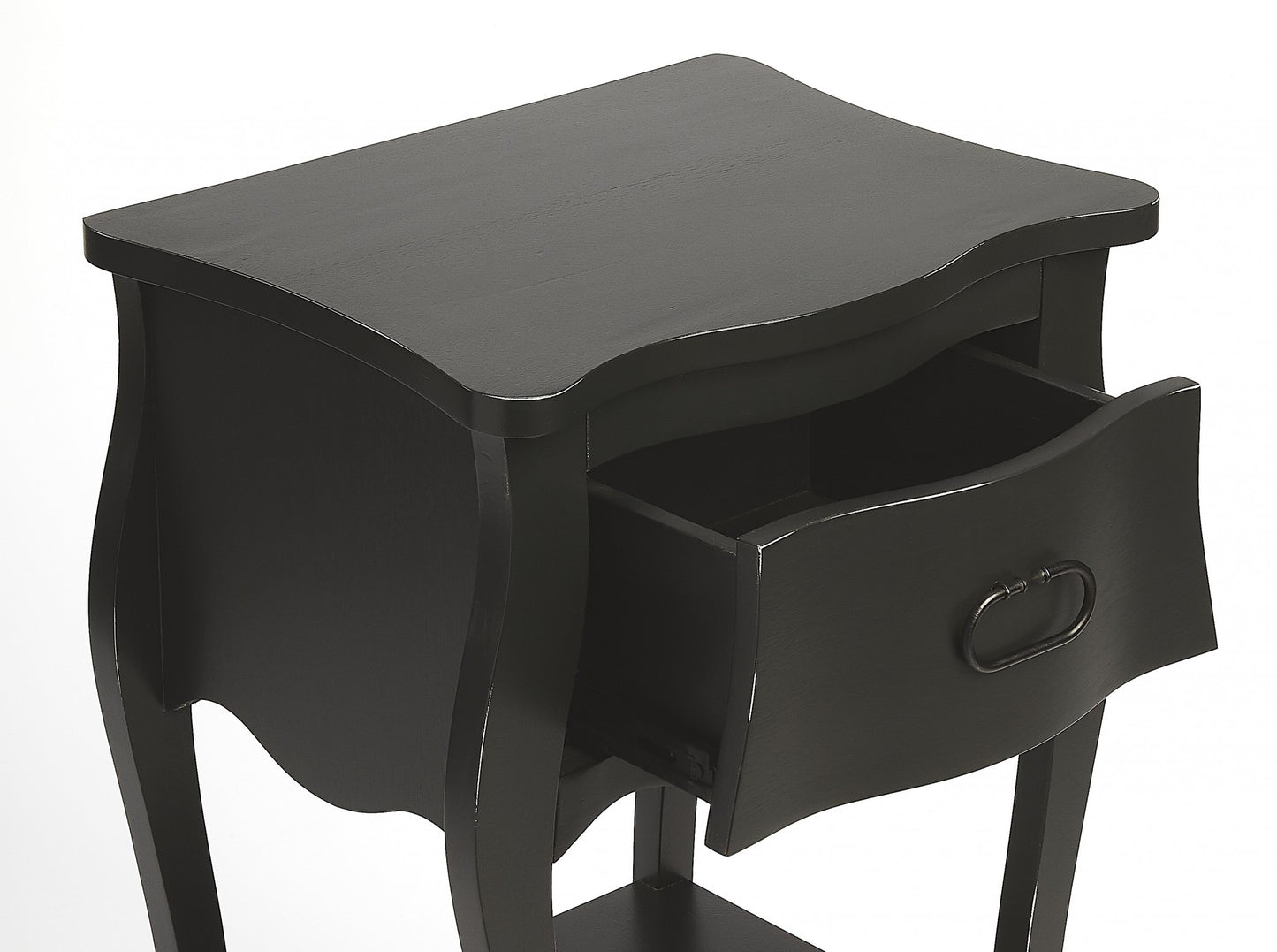 28" Black One Drawer Nightstand