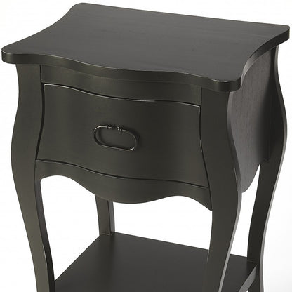 28" Black One Drawer Nightstand