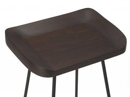 26" Dark Brown and Black Manufactured Wood and Iron Backless Counter Height Bar Chair
