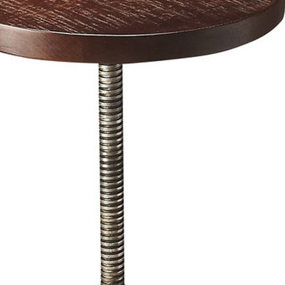 Brown and Silver Manufactured Wood and Solid Wood Counter Height Swivel Bar Chair