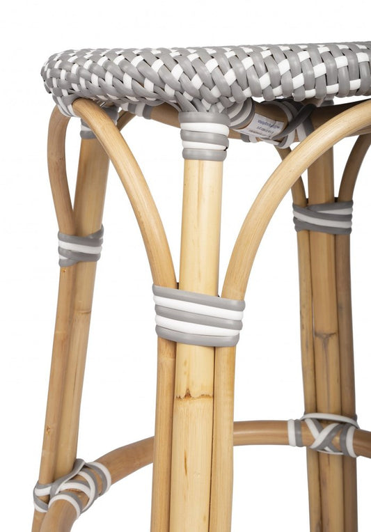 24" Natural Gray And Heavy Duty Plastic and Rattan Backless Counter Height Bar Chair
