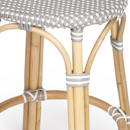 24" Natural Gray And Heavy Duty Plastic and Rattan Backless Counter Height Bar Chair