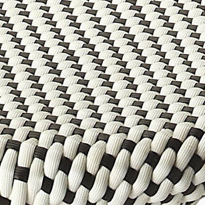 24" Black and White and Natural Heavy Duty Plastic and Rattan Backless Counter Height Bar Chair